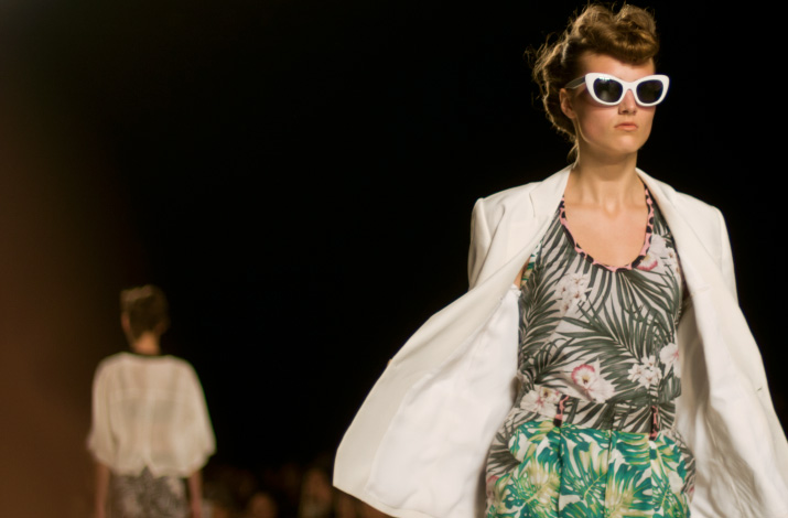 A picture by Fashion Photographer Danny Roberts of a model walking down the runway for the G.V.G.V. Spring 2012 show during Tokyo Fashion Week